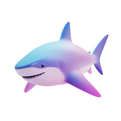 Obraz premium 3D rendering icon shark illustration PNG. cartoon minimal style on transparent isolated background.