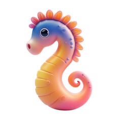 Fototapeta premium 3D rendering icon Sea horse illustration PNG. cartoon minimal style on transparent isolated background.