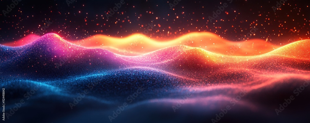 Aufkleber futuristic abstract digital background for technology and ai with neon glow and colorful waves