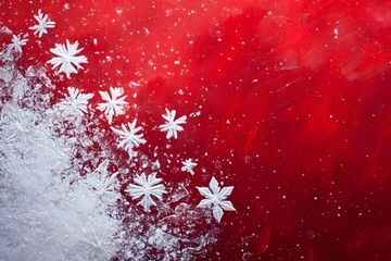 Red Christmas Background with White Snowflakes