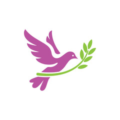 Dove Carrying an Olive Branch icon illustration flat