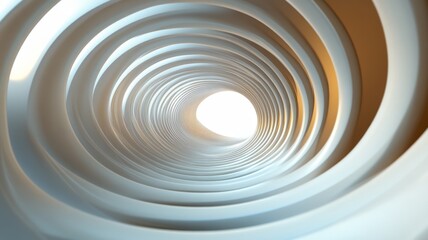 Obraz premium Abstract Tunnel of Interlocking White Rings with Bright Light at the End
