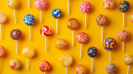 Creative arrangement of festive lollipops