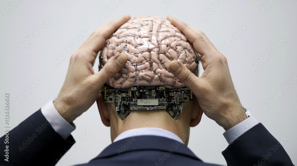 Aufkleber exploring artificial intelligence integration futuristic laboratory conceptual art indoor close-up c
