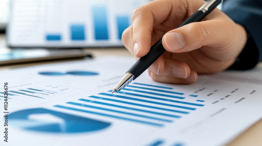 Poster analyzing financial data and graphs