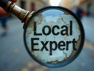 Magnifying glass labeled local expert nearby figure