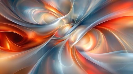 Naklejka premium Abstract Art with Swirling Lines in Red, Orange, and Blue Hues