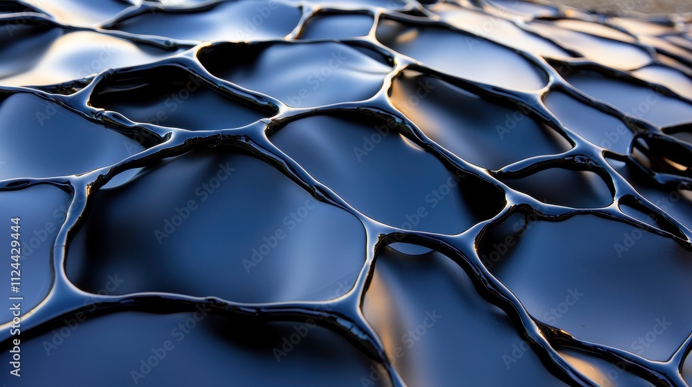 Aufkleber Black Liquid Surface with Unique Patterns and Reflections