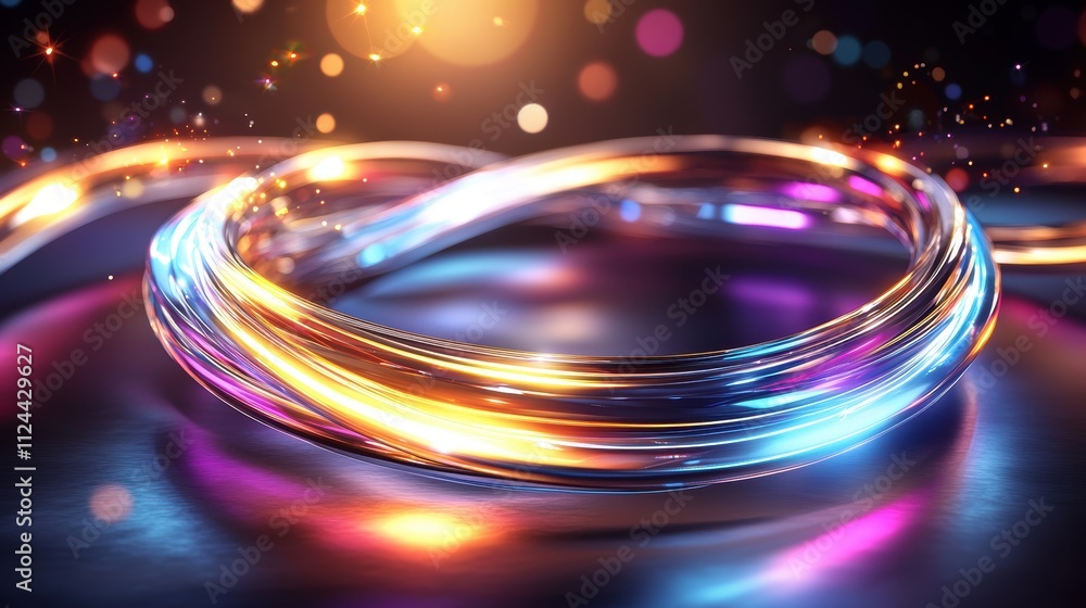 Aufkleber colorful light trails on a reflective surface creating beautiful bokeh