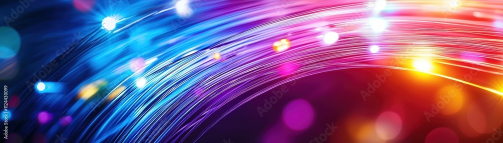 Poster colorful light trails with sparkling particles in vibrant background