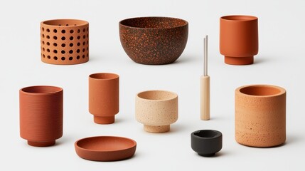 Diverse Collection of Modern Ceramic Pots and Containers on Surface