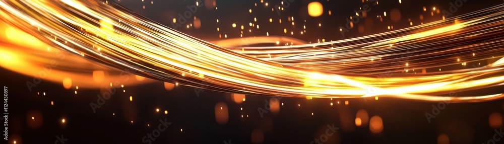 Poster Dynamic Flowing Light Trails with Sparkles Creating a Magical Effect