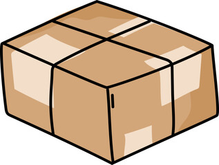 Illustration of a tied brown parcel box.