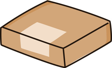 Cartoon cardboard box with tape illustration.