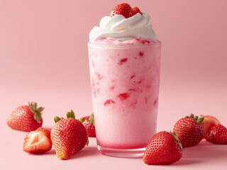 Refreshing Strawberry Frappe with Whipped Cream, Creamy Strawberry Frappe with Fresh Berries, Icy Strawberry Frappe with Sweet Toppings