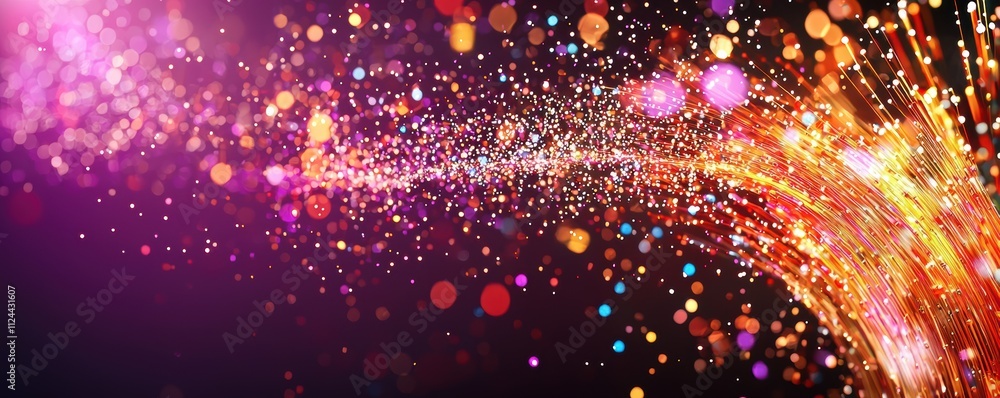 Poster colorful abstract background with glowing lights and sparkling effects