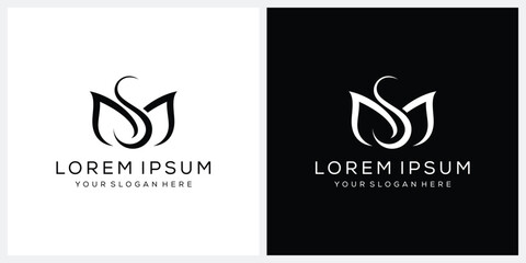 initial letter MS flower logo design graphic vector illustration