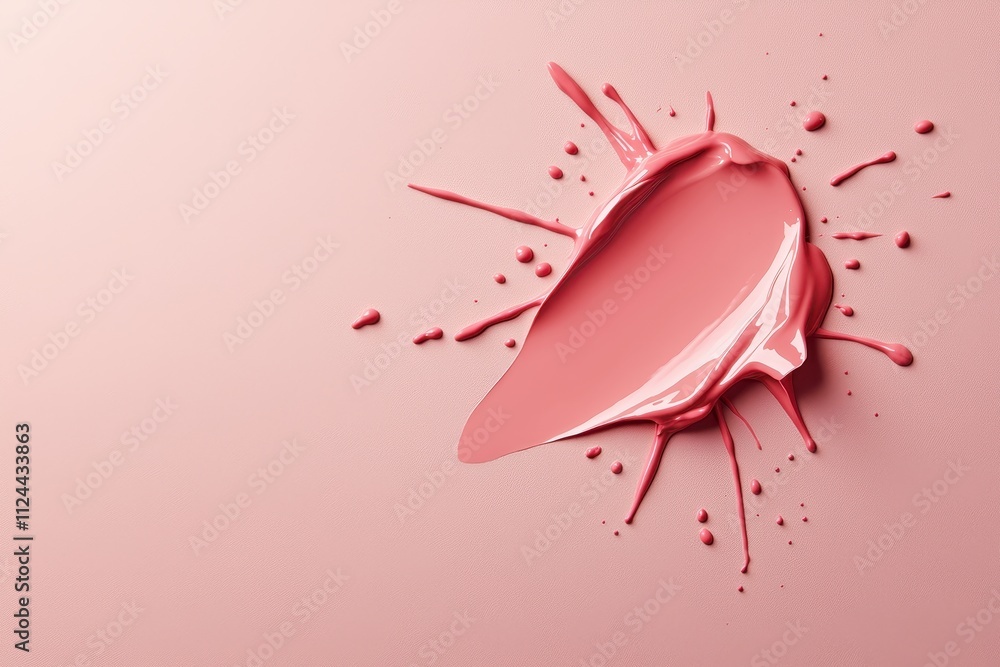 Poster soft pink paint splash art with drips on smooth background for creative projects