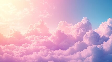 Pastel Pink and Blue Sky with Fluffy Clouds