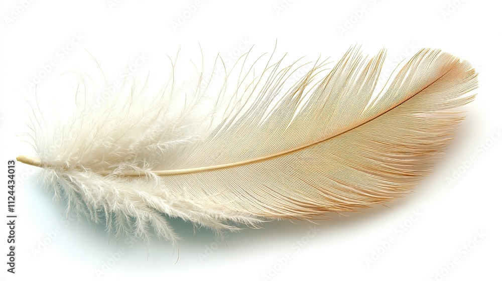 Poster delicate white feather resting on a clean surface showcasing intricate details and soft textures