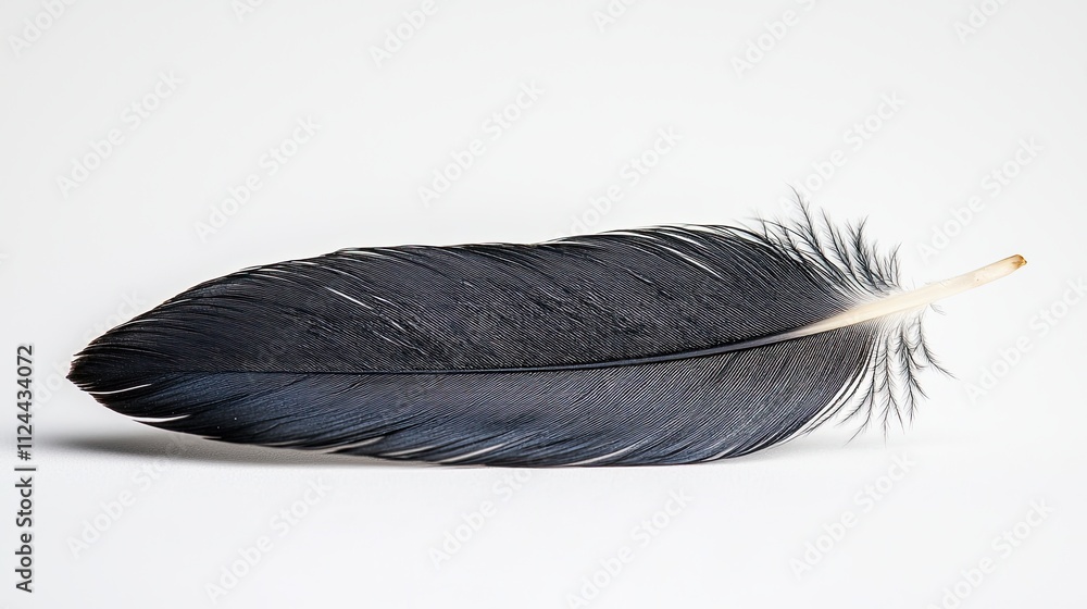 Poster elegant black feather resting on a neutral background with delicate textures and shapes highlighted