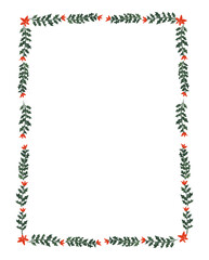 Beautiful Christmas frame in old vintage retro style. Ready to use Xmas clip art. Hand drawn new year print for invitation cards.