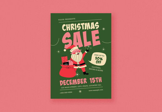 Green Modern Retro Christmas Sale Flyer