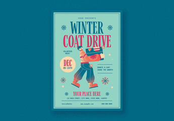 Blue Modern Winter Coat Drive Flyer
