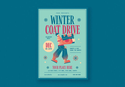 Blue Modern Winter Coat Drive Flyer