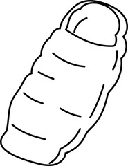 Outline illustration of a sleeping bag.