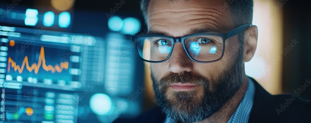 Poster Business Professional Analyzing Data with Graphs and Charts