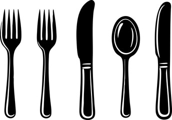 A collection of various cutlery items including forks, a spoon, and a knife, perfect for table settings.