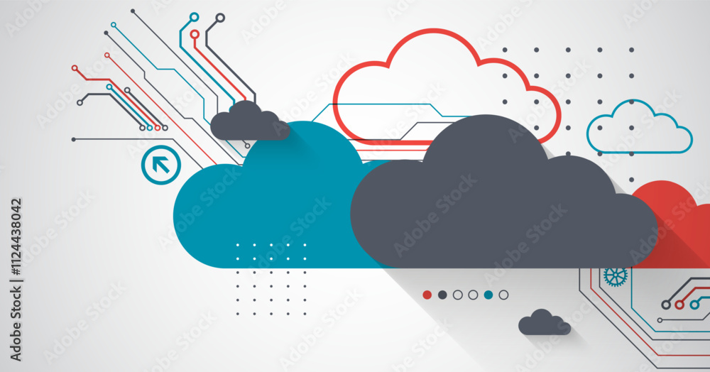 Poster cloud storage technology. integrated digital web concept background.
