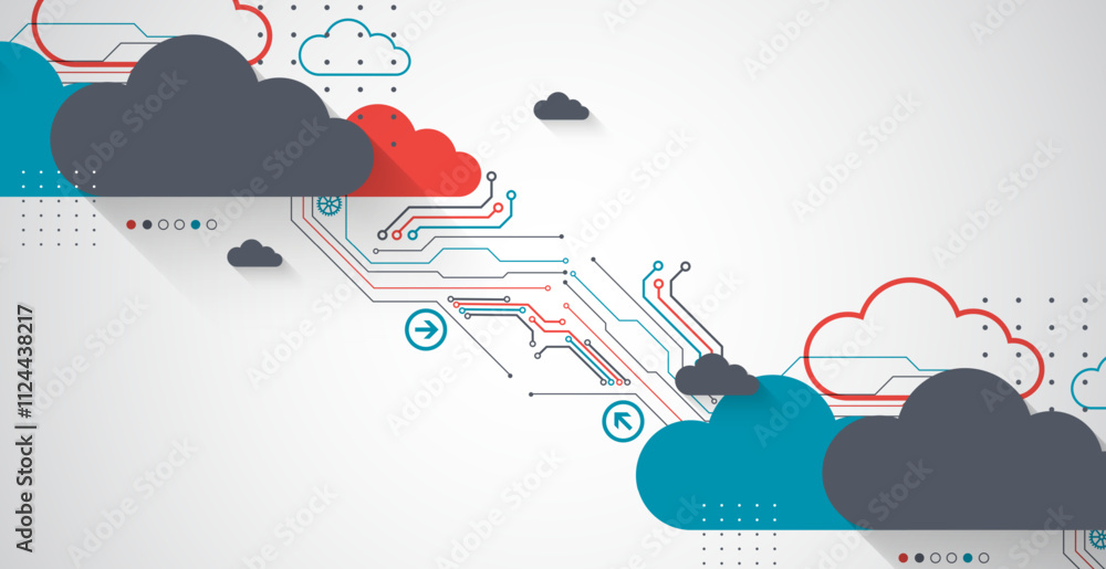 Poster cloud storage technology. integrated digital web concept background.