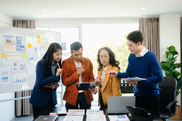 Group of smart Business Finance Corporate Development and Businessman making presentation .