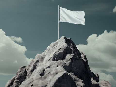 Mountain peak with a blank flag for achievement or customization