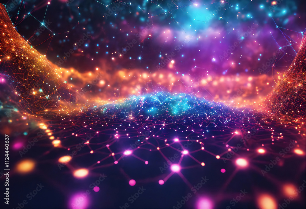 Wall mural extraordinary data technology network lines background
