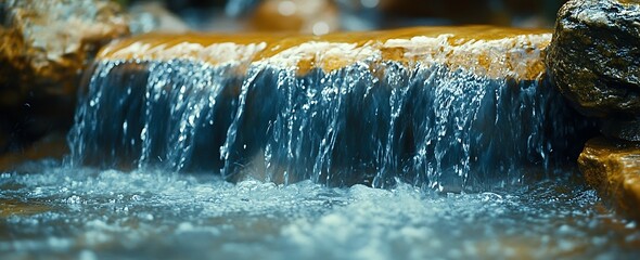 Cascading Water Over Smooth Rocks In Nature