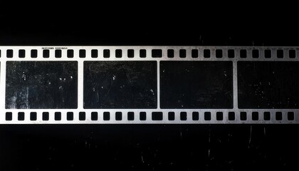 Vintage Blank Film Strip Frame with Grungy Texture and Visible Grain for Retro Film Projects, Movie Nostalgia Themes, and Creative Design Concepts. Perfect for Backgrounds, Overlays, or Mockups