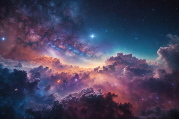 Fototapeta premium Attractive A painting of a night sky with stars and clouds