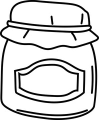 Hand drawn jam jar with fabric cover and bow illustration.