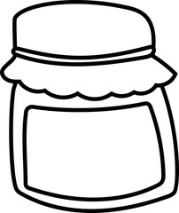 Hand drawn jam jar with fabric cover and bow illustration.