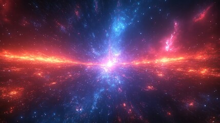 Naklejka premium Futuristic Blue Purple Light Beams Dynamic Abstract Space Warp Hyper Speed 3D Render