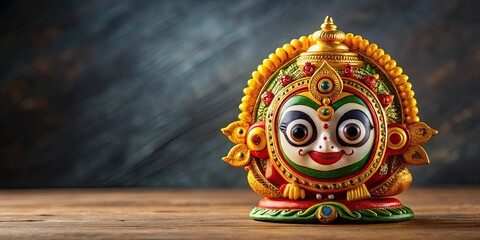 Fototapeta premium Figurine of Shree Jagannatha Puri , deity, Hindu, religion, spiritual, sculpture, colorful, religious icon