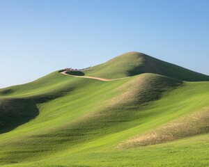 Rolling Green Hills with Libyan Flags Celebrating Independence Day, Earth Day, and International Peace Day