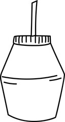 Hand drawn outline of a drink bottle with straw.