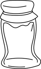 Hand drawn jam jar with fabric cover and bow illustration.