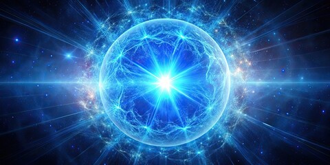 Obraz premium Neutron star emitting a vibrant field of cobalt blue light, neutron star, intense, field, cobalt blue, stellar, marvel