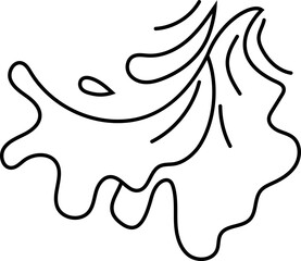 Abstract water splash wave in black line art.