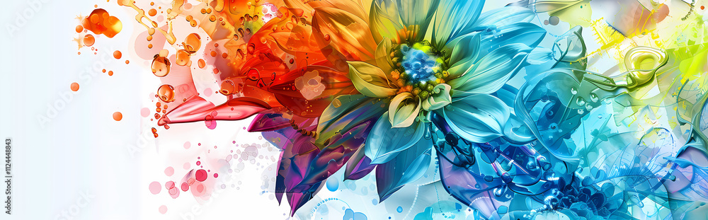 Aufkleber abstract floral burst: a vibrant and abstract floral design explodes in a kaleidoscope of colors, wi